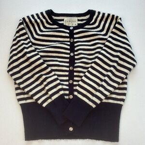 Jumper 1234 Stripe Shrunken Cashmere Cardigan Button Up Navy/White Sweater XS